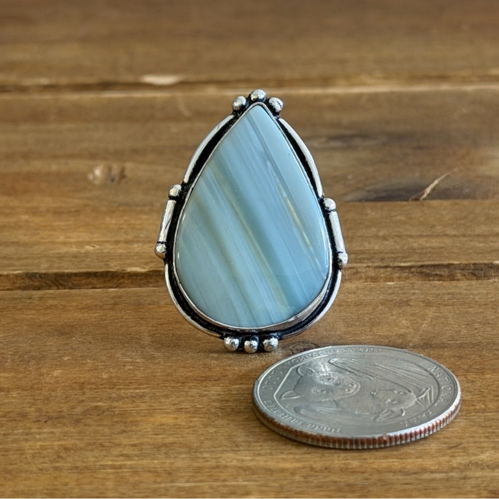 Vintage Style Genuine Imperial Jasper Gemstone Ring Size 7.5 Silver 925 Plated - Picture 2 of 3